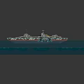 Three Military Warships Cruising Through Blue Ocean Waters With Coral Reefs