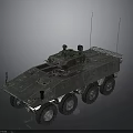 Military Wheeled Armored Vehicle with Camouflage Paint Roof Turret and Protective Armor