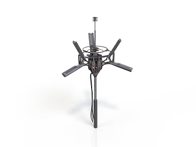 Multi Arm Mechanical Device with Extended Arms Top Antenna and Base Support Structure 3d model