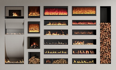 modern fireplace electronic fireplace atomized fireplace flame stove wood 3d model