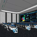modern monitoring room command control hall monitoring hall dispatching command center office desk and chair 3d model