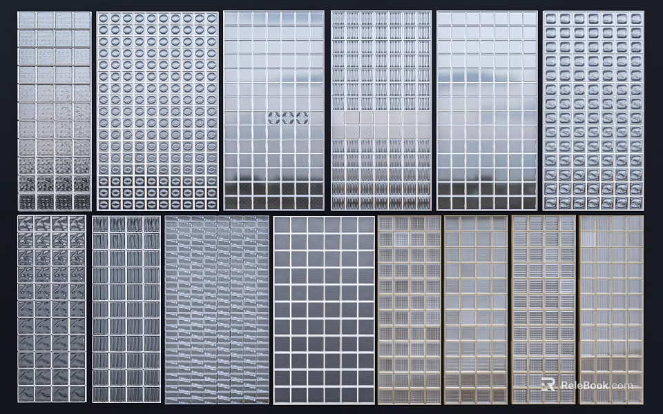 Various Textured Glass Partition Designs for Modern Interior Spaces 3d model