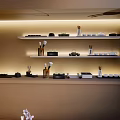 Serene Zen Style Interior Tea Room Featuring Wooden Table Tea Set Bonsai And Hanging Painting