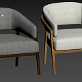 Modern Cream Fabric Upholstered Solid Wood Frame Leisure Armchair For Cozy Home Living Room