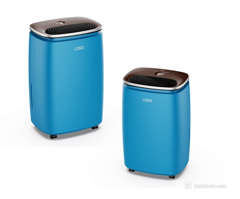 Blue Household Air Purifiers In Two Different Sizes For Home Use 3d model 