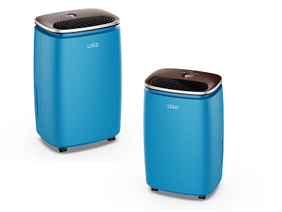 Blue Household Air Purifiers In Two Different Sizes For Home Use 3d model
