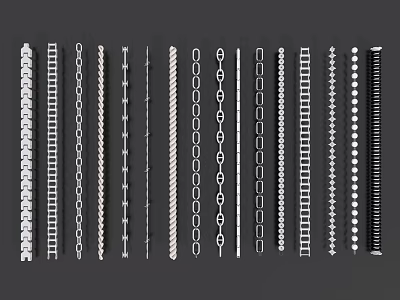 Various Decorative Chains And Linear Design Elements In White And Black 3d model