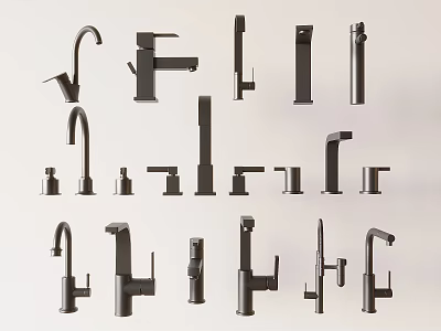 Modern Various Styles Faucets With Different Designs For Bathroom And Kitchen 3d model