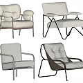 Various Stylish Leisure Chairs With Metal Frames And Comfortable Cushioned Seats