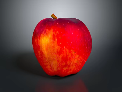 Fresh Red Apple With Glossy Surface And Juicy Appearance On Gray Background 3d model
