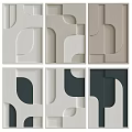 Modern Abstract Wall Decor With Geometric Shapes In Neutral And Dark Tones 3d model