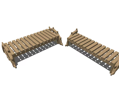 Two Wooden Outdoor Chairs With Slatted Design Suitable For Garden Patio Use 3d model