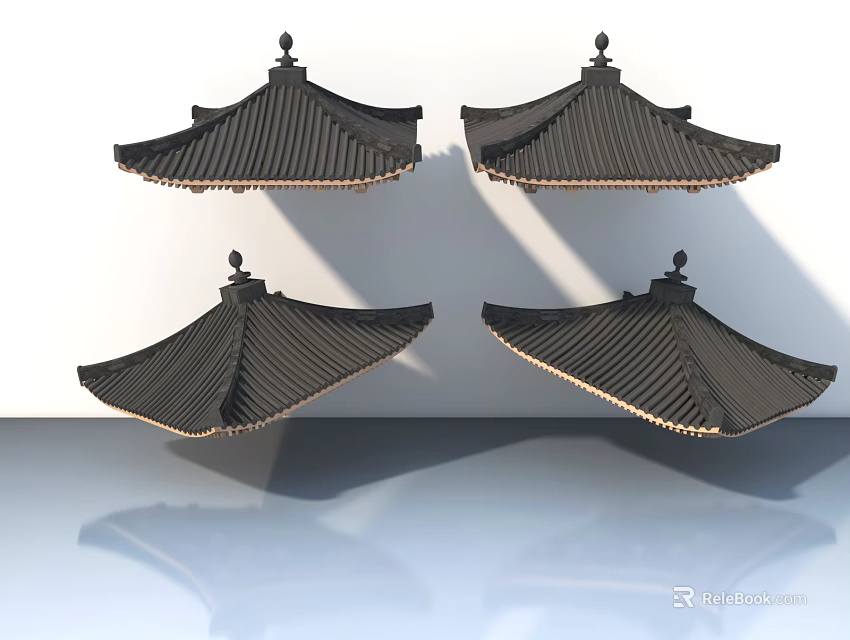 Traditional Chinese Style Sofa And Coffee Table Combination With Classic Roof Design Elements 3d model 