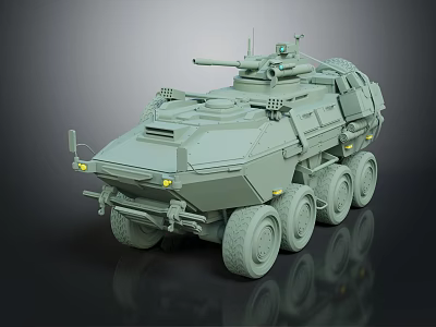 Armored Military Vehicle With Six Wheeled Chassis And Mounted Weapon System 3d model