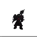 Orc Warrior Creature In Heavy Spiked Armor With Bloody Glowing Greatsword And Red Luminous Details