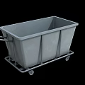 Gray Utility Cart With Handle And Wheels For Industrial Storage Use