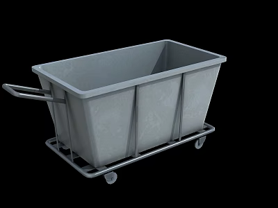 Gray Utility Cart With Handle And Wheels For Industrial Storage Use 3d model