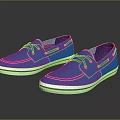Blue Casual Shoes with White Soles Laces and Plaid Lining Displayed on Black Reflective Surface