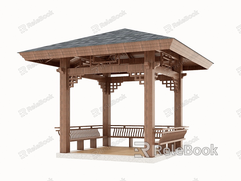 Four Corner Gazebo Landscape Gazebo model