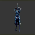 Blue Mythical Centaur Statue in Rearing Stance Holding Bow with Ornate Details