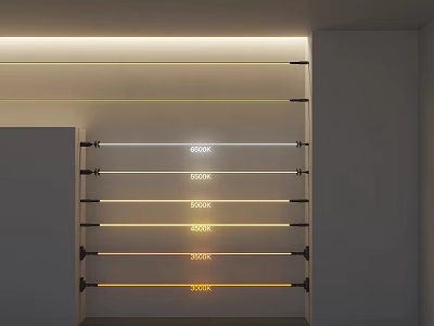 Decorative Lights with Different Color Temperatures Arranged in Horizontal Wall Rows 3d model