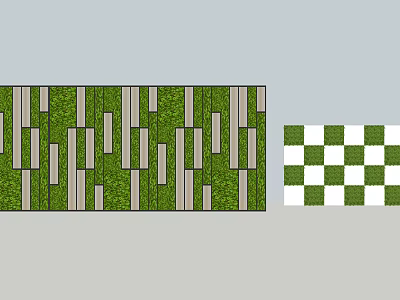 Modern Green Plant Wall Design With Vertical Stripes And Decorative Patterns 3d model