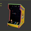 Vintage Black And Yellow Retro Arcade Machine With Joystick Buttons And Game Screen
