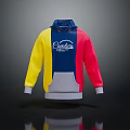 Cavaliers Hoodie With Blue Yellow Red Color Block Design And Gray Front Pocket