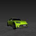 Bright Yellow Modern Car With Sleek Exterior On Shiny Floor And Dark Background