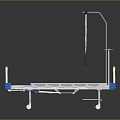 Modern Medical Bed With Blue White Frame Wheels And IV Pole