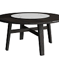 Round solid wood dining table 3d model