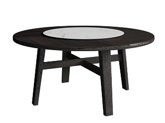 Round solid wood dining table 3d model