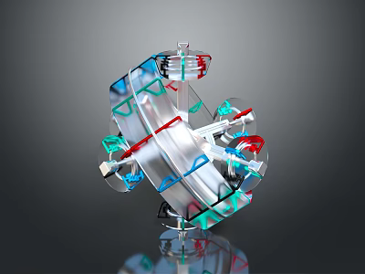 3D Rendered Industrial Mechanical Equipment With Transparent Casing And Colored Internal Components 3d model