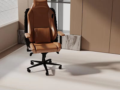 Brown Leather Office Chair with Ergonomic Gaming High Back Adjustable Swivel 3d model