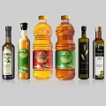 Assorted Condiment Bottles with Different Labels and Designs for Kitchen