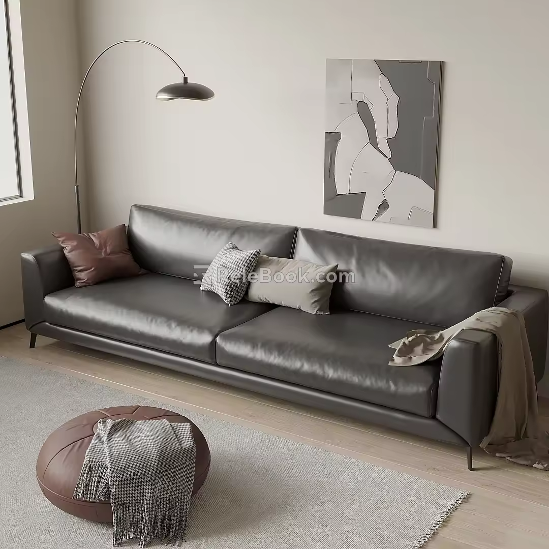 Modern leather double sofa 3d model
