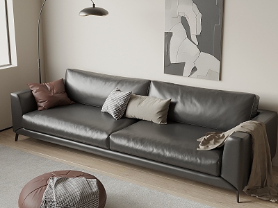 Modern leather double sofa model