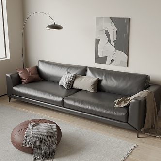 Modern leather double sofa 3d model