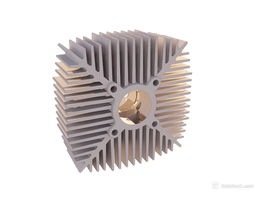 Industrial Heat Sink Equipment With Square Metal Fins And Central Component For Efficient Cooling Systems 3d model 