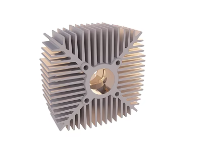 Industrial Heat Sink Equipment With Square Metal Fins And Central Component For Efficient Cooling Systems 3d model