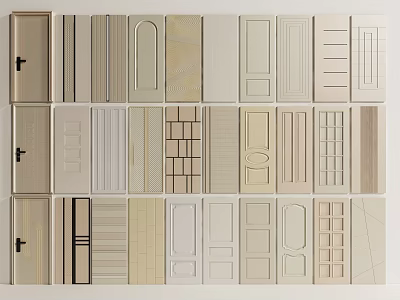 Hinged Doors Collection Of Various Design Styles And Wooden Textures For Home Interior 3d model