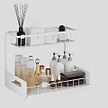 Bathroom Wall Cabinet Double Layer Black Metal Storage With Toiletries Towel Essentials