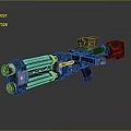 Futuristic Multi Barrel Weapon With Scope And Mechanical Black Metal Design