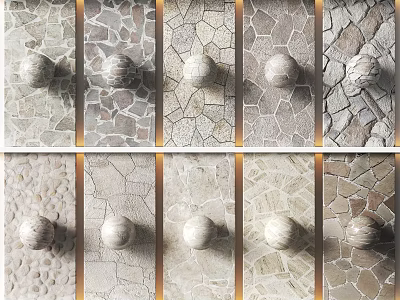 Varied Stone And Wood Texture Panels With Natural Patterns For Interior Decor 3d model