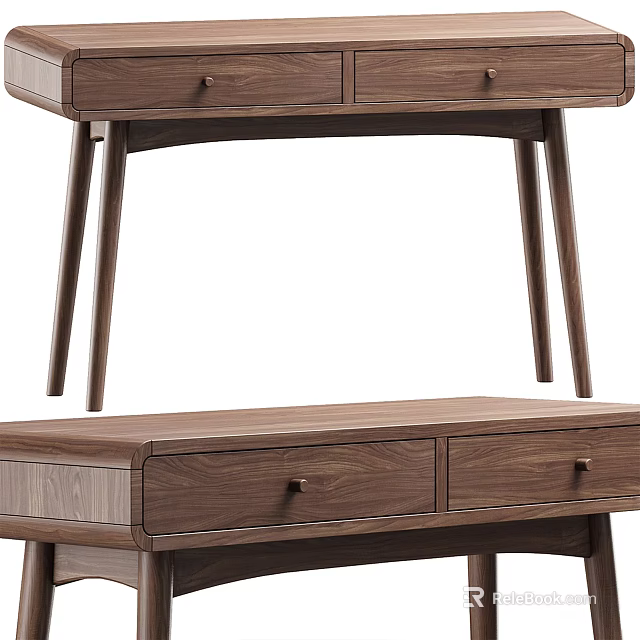 Modern Wooden Desk With Drawers And Simple Design For Home Office Use 3d model 