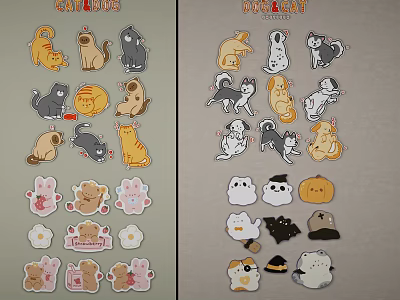 Cute Cartoon Animal Stickers Creative Wall Decor for Kids and Home 3d model