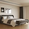 Elegant Double Bed With Tufted Headboard White Bedding And Black White Wall Art