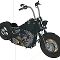 Vintage Custom Motorcycle With Green Fuel Tank Leather Seat And Chrome Wheels