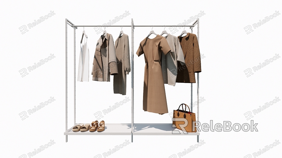 Modern Clothes Hanger Clothing Store Clothes Hanger Clothes Display Rack Women's Bag Leather Bag model