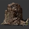 Isolated Rocky Terrain with Layered Texture Eroded Surface and Sparse Base Vegetation